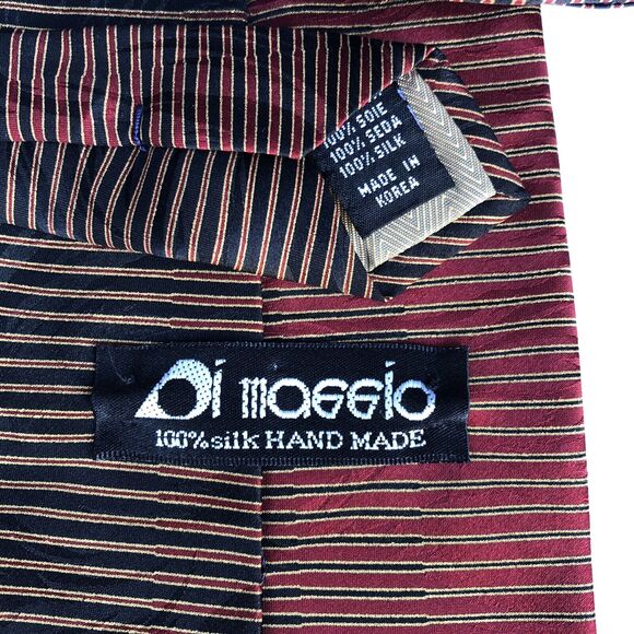 Silk Neck Tie Geometric Circles Stripes Vintage Retro Di Maggio Classic Korea - Picture 5 of 6